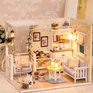 מתנות לחג צעצועים גאד'טים ומתנות כלליות Doll House Furniture Diy Miniature 3D Wooden Miniaturas Dollhouse Toys for Children Birthday Gifts Casa Kitten Diary H013