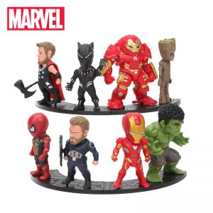 מתנות לחג צעצועים גאד'טים ומתנות כלליות 8pcs/set Marvel Toys 8-10cm Avengers Endgame Thanos Ironman Spiderman Hulkbuster Black Panther Groot PVC Action Figures Model