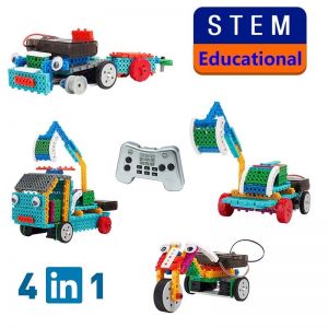 מתנות לחג צעצועים גאד'טים ומתנות כלליות RC Toys 128Pcs/Set 4 In 1 DIY STEM Toys Variety Electronic Assembly Building Blocks Model Toy Children Remote Control Blocks Toy