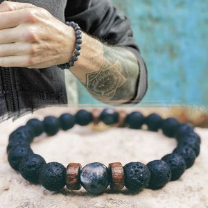 מתנות לחג תכשיטים Men Bracelet Natural Moonstone Bead Tibetan Buddha Bracelet chakra Lava Stone Diffuser Bracelets Men Jewelry gift Drop Shipping