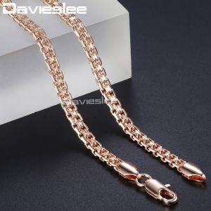 585 Rose Gold Filled Necklaces for Women Bismark Link Fashion Womens Necklaces Chains Jewelry 5mm 50cm 55cm 60cm DLGN452