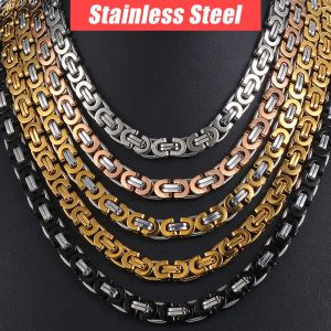 מתנות לחג תכשיטים Chain Necklace for Men Stainless Steel Gold Silver Black Byzantine Link Mens Necklaces Chains Davieslee Fashion Jewelry DLKNM27