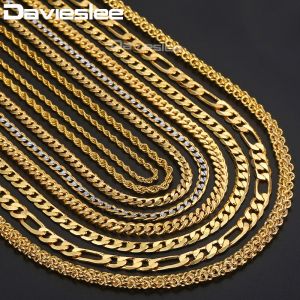 מתנות לחג תכשיטים Gold Necklaces for Women Men Figaro Hammered Snake Curb Gold Filled Mens Womens Necklace Chain Fashion Jewelry 2 3 4 5 6mm DGNN2