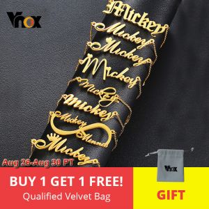 מתנות לחג תכשיטים Vnox Personalized Name Necklaces Solid Stainless Steel Chokers for Women Fashion Pendant Custom Special Unique Gift for Her