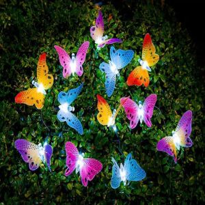 מתנות לחג מתנות לחג - קישוטים ותאורה קישוטים ותאורה לגינה - תאורה סולרית צבעונית בצורת פרפרים 