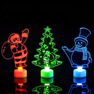 קישוטים ותאורה לכריסמס Merry Christmas Acrylic LED Light Christmas Tree Ornaments Pendant Christmas Santa Claus Snowman Light Xmas 2020 Navidad  Decor