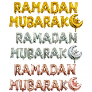 מתנות לחג מתנות לחג - קישוטים ותאורה קישוטים ותאורה לרמדאן 15pcs/set Gold Silver RAMADAN MUBARAK Foil Letter Balloons for Eid al-firt Ramadan 