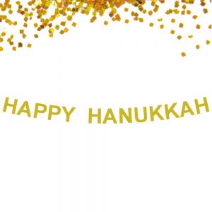 מתנות לחג מתנות לחג - קישוטים ותאורה קישוטים לחנוכה Hanukkah Garland Glitter Gold Happy Hanukkah (Chanukah) Banner For Hanukkah Party