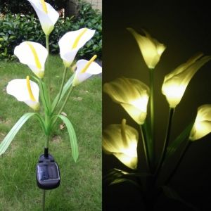 תאורה לבית - תאורה סולרית בצורת פרח "נר לילה לבן" 