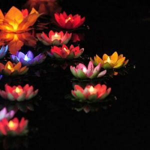 מתנות לחג מתנות לחג - קישוטים ותאורה Solar Outdoor Floating Lotus Light Pool Garden Water Light Decor Flower V6G9