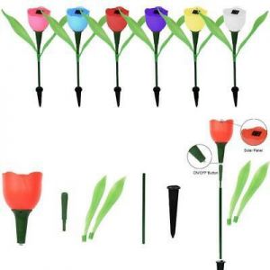 Garden Tulip Flowers Shape LED Solar Powered Lights Yard Outdoor Decor P4E1